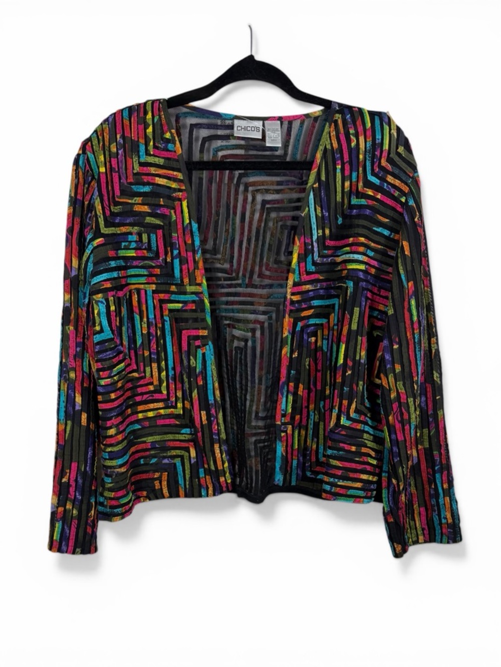 Chico’s NWT Women’s Rainbow Ribbon Embroidered Jacket In Chico’s Size 2, Large. - Picture 1 of 13